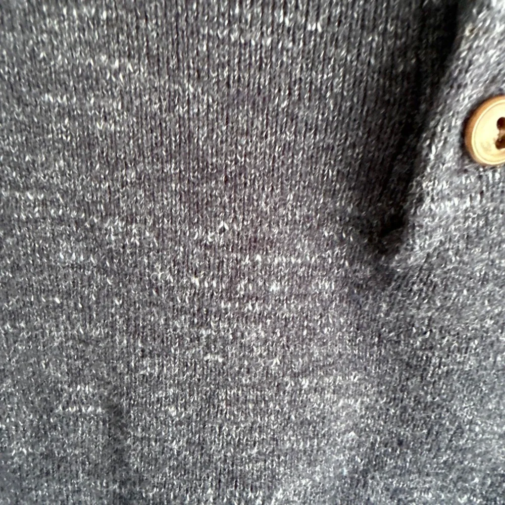 J. CREW Blue Heathered Cotton Long Sleeve Mens Crewneck Henley Top, XL